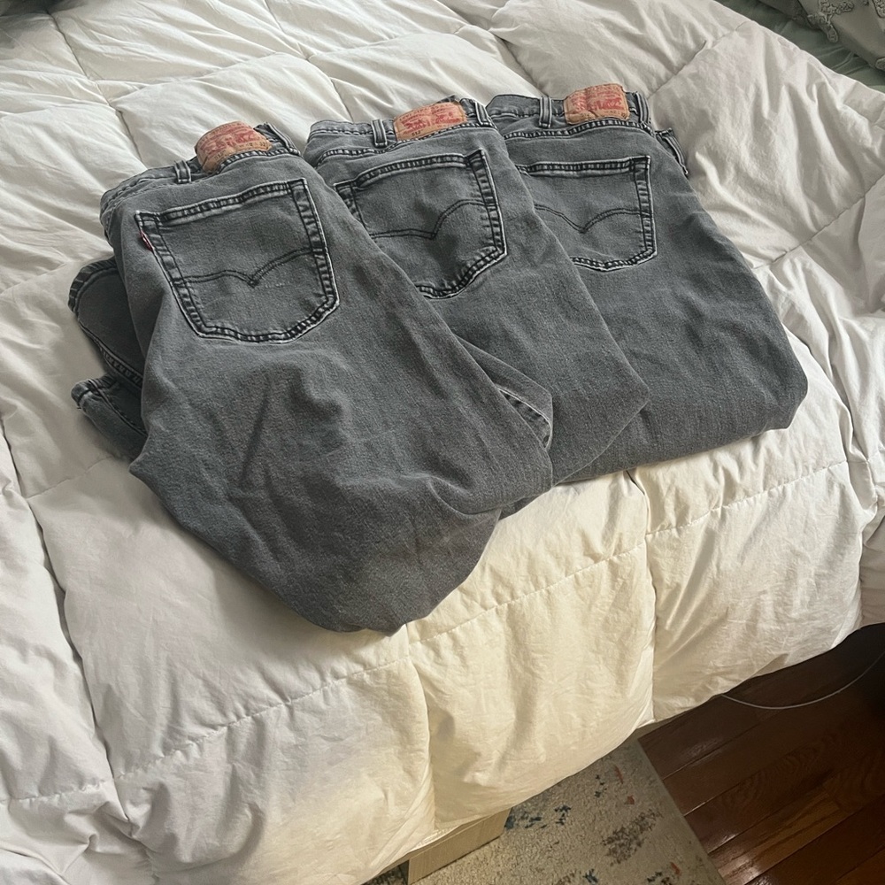 3 Pair Levi’s Gray Denim Jeans 42 x 32